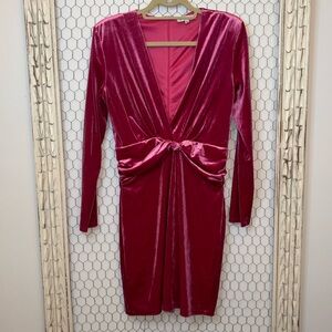 HYFVE Velvet Long Sleeve Shoulderpad Dress